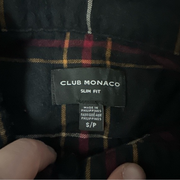 Club Monaco Women’s Black Red & Yellow Plaid Button Up Slim Fit Size Small - Picture 3 of 8